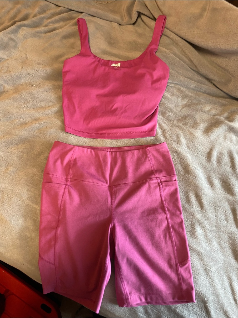 Athletic Works Pink Cropped Tank with High-Waist Bike Shorts